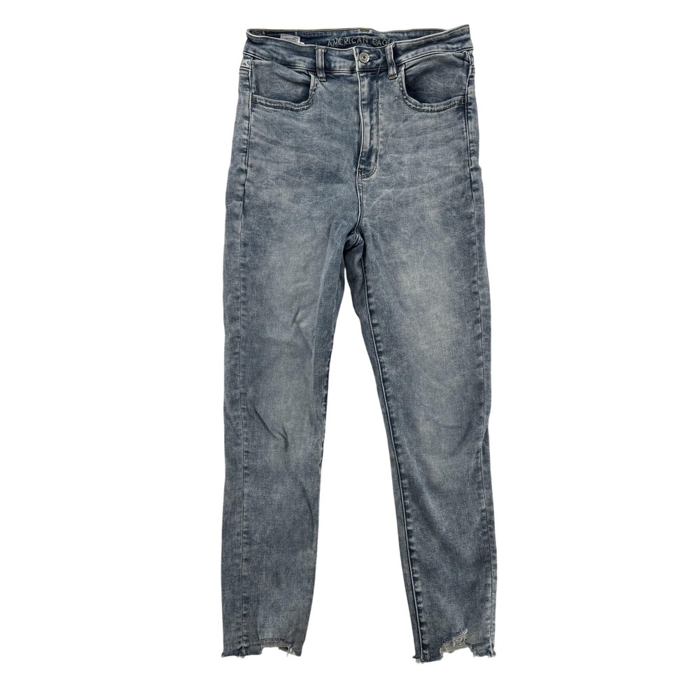 American Eagle Jeans‎ Womens 8 Next Level Stretch High Rise Distressed Fray Hem